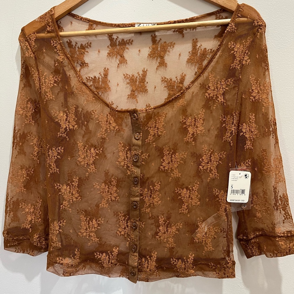 Free people lost in lace cardigan bright cider